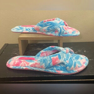 Lilly Pulitzer Bondi Blue My Little Peony Slippers Pool Shoes Preppy Size 7/8